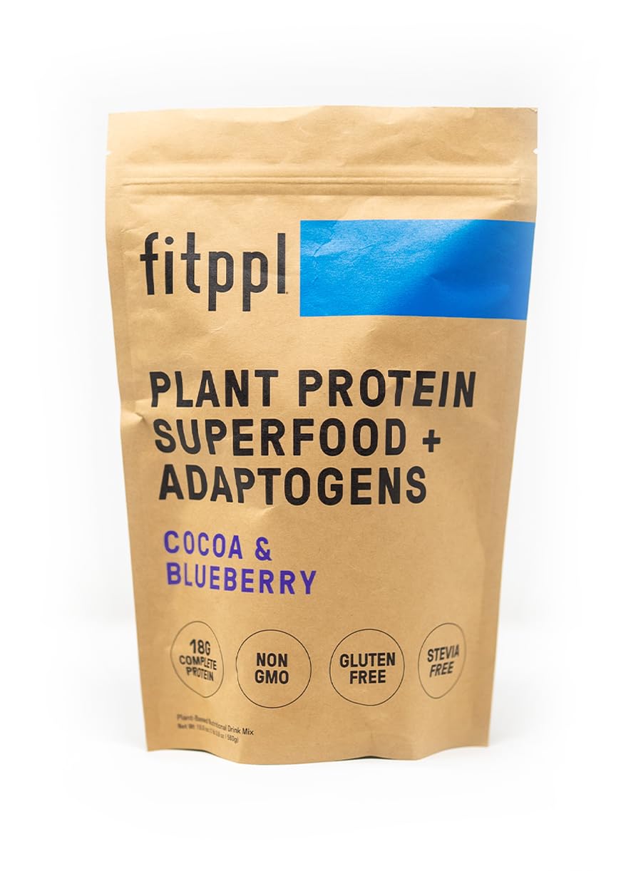 Organic Plant-Based Protein Powder with Superfoods (Ashwagandha, Reishi, Lions Mane) - 18g Vegan Chocolate Protein, Gluten Free, No Stevia or Sugar, 20 Servings | Supports Muscle Recovery, Energy Boost & Immune Health for Athletes & Active Lifestyles