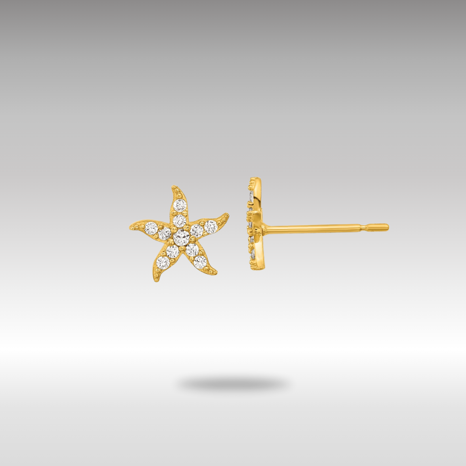 Gold Madi K Children's CZ Starfish Post Earrings - Model SE2563 | Hypoallergenic Kids Jewelry for Birthday Gifts, Beach Vacations & Special Occasions