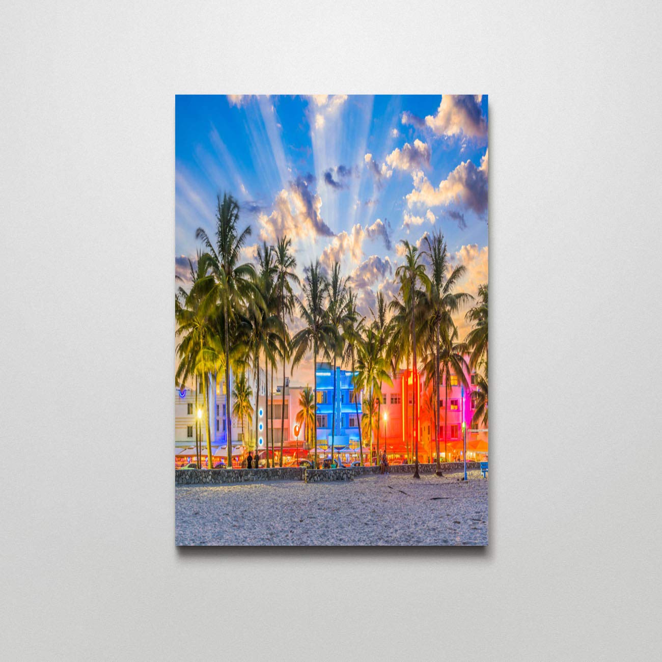 BEIVIVI Miami Beach Florida USA Canvas Wall Art - 16x24 Inch Coastal Decor for Living Room, Bedroom, Office - Perfect for Beach House, Vacation Home & Coastal Interior Design