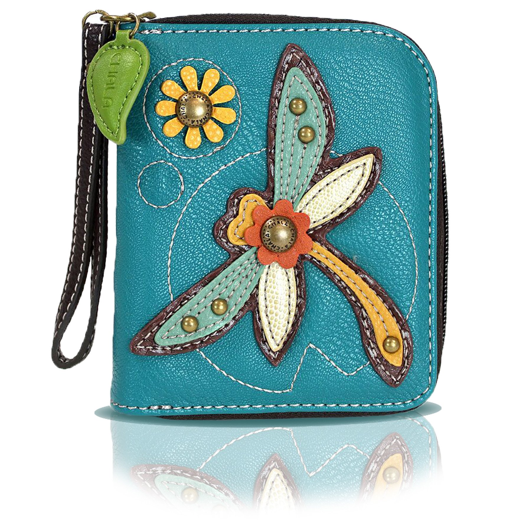 Chala Dragonfly Zip Around Wallet Wristlet - Vegan Leather Crossbody Purse for Women | RFID Blocking & Multiple Card Slots | Perfect for Travel, Shopping & Everyday Use