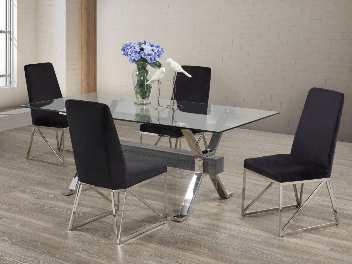 5 Piece Modern Dining Set - Black Wooden Table & Chairs for Kitchen, Dining Room, Breakfast Nook | Perfect for Small Spaces & Family Gatherings