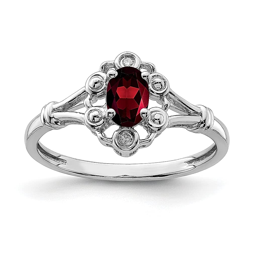 925 Sterling Silver Red Garnet & Diamond Band Ring - January Birthstone Jewelry for Women | Elegant Stackable Ring for Anniversary, Valentine's Day & Birthday Gifts for Her
