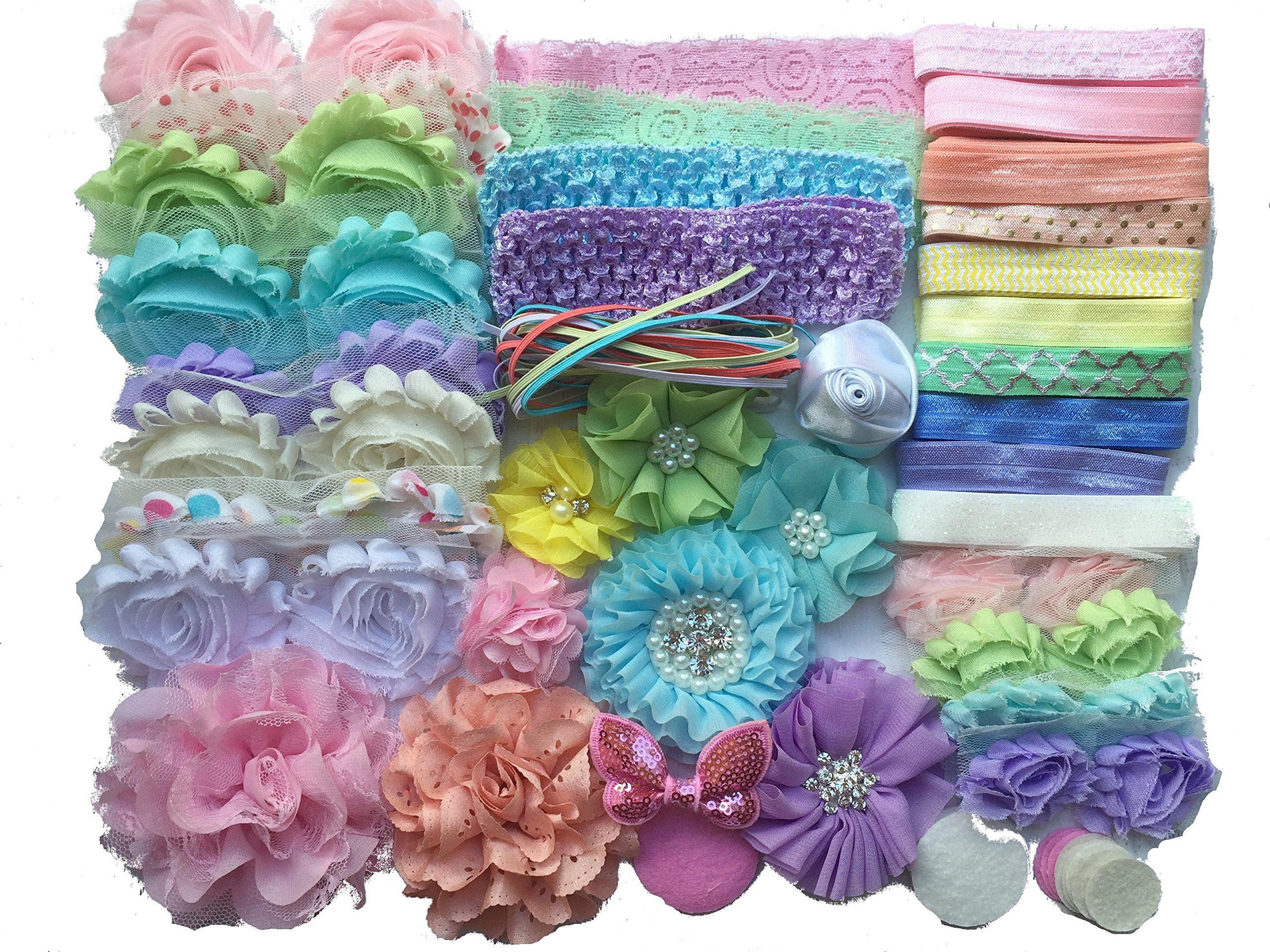 Pastel Rainbow DIY Baby Shower Headband Making Kit - Create Over 30 Adorable Headbands for Baby Showers, Gender Reveals & Newborn Photography