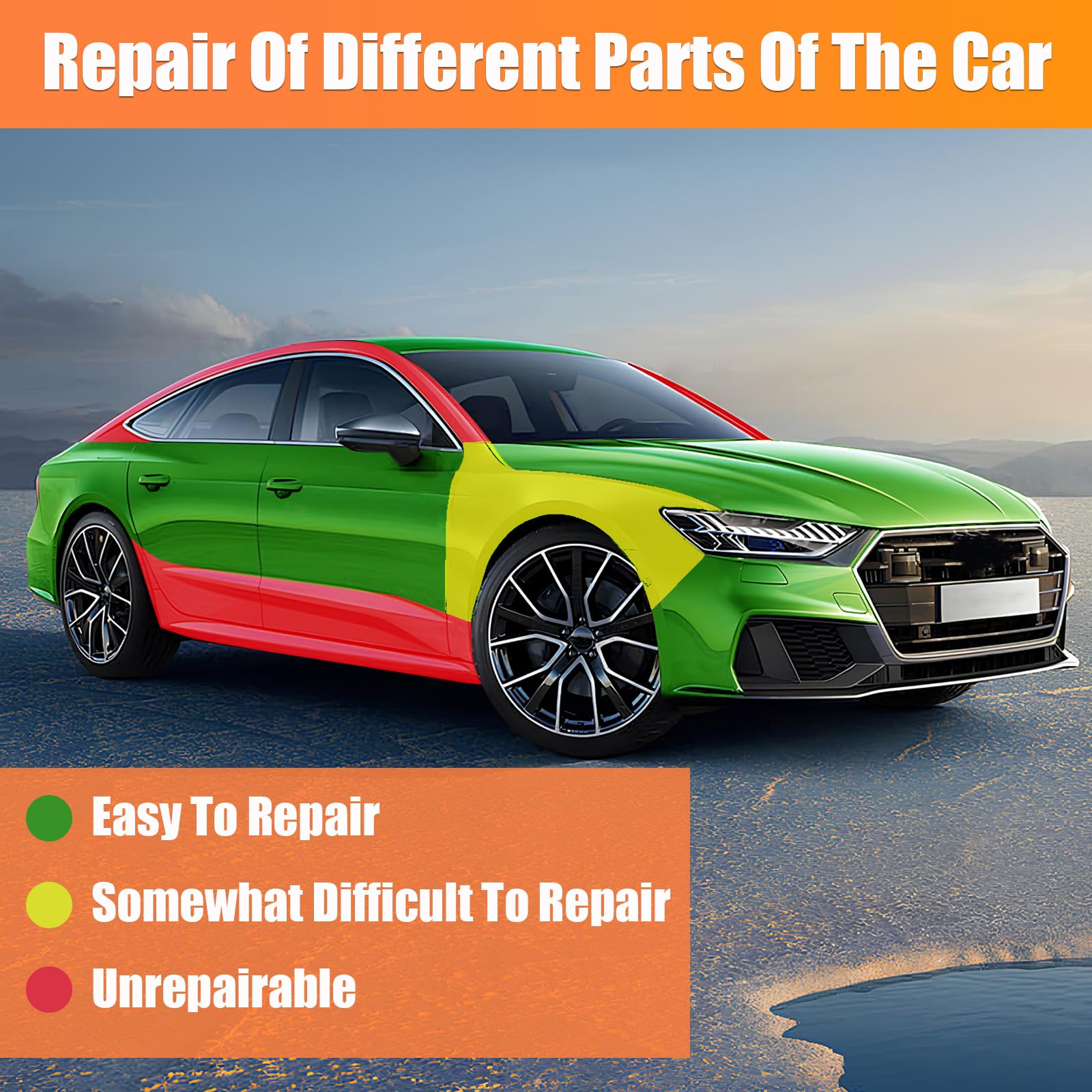 7-Piece Car Dent Puller Kit - Paintless Dent Removal Tool for Hail Dents, Suction Cup for Glass & Screens - Auto Body Repair & DIY Car Dent Fixing (Perfect for Garage, Roadside, and Home Use)