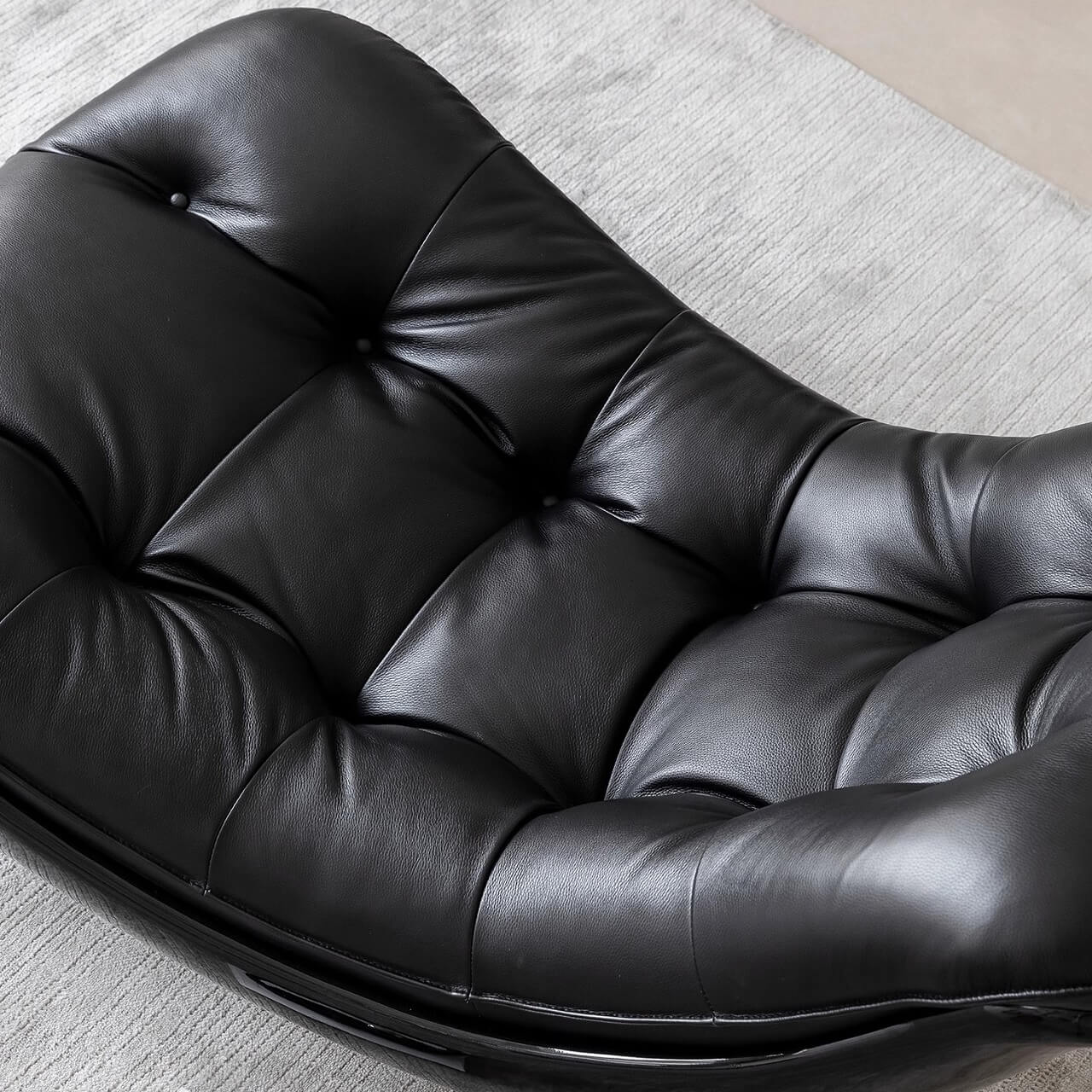 Premium Black Microfiber Leather Recliner Sofa - Eggshell Design for Modern Living Room, Home Theater & Office Comfort