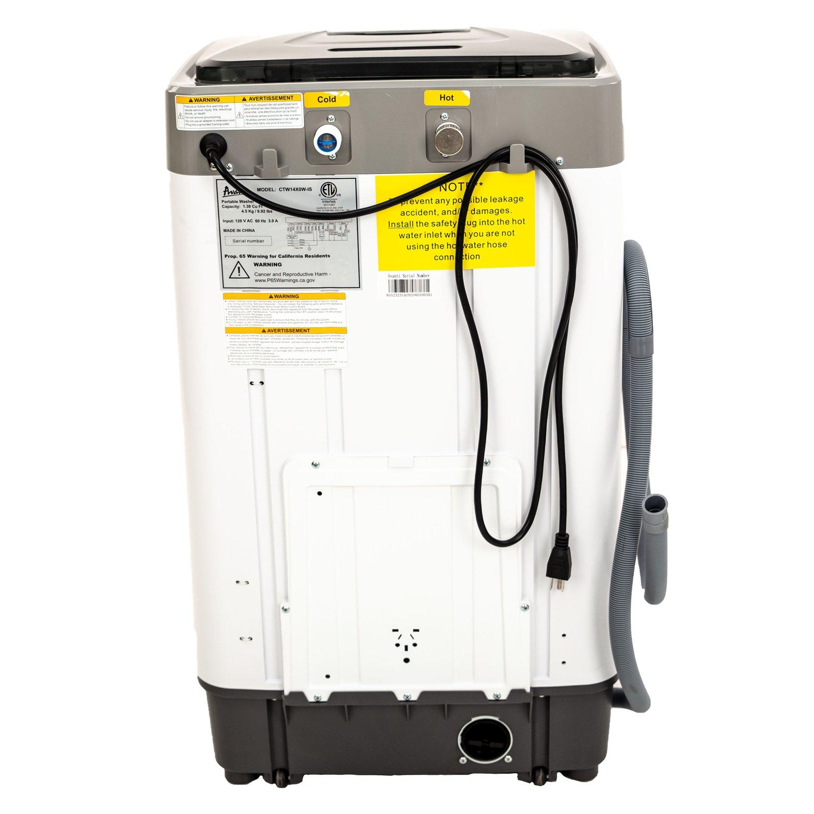 Avanti CTW14X0WIS 1.38 Cu. Ft. Compact Washer - Portable Washing Machine for Small Spaces, Apartments, RVs & Dorm Rooms