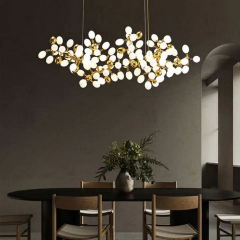 Elegant Grape Linear Chandelier - Modern Crystal Pendant Lighting Fixture for Dining Room, Kitchen Island, Bedroom or Entryway Decor