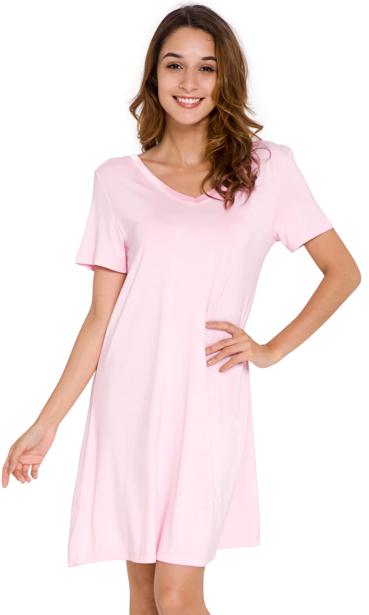 Soft Viscose Bamboo Nightgowns for Women - Plus Size Short Sleeve Sleepwear S-4X | Comfortable Pajama Shirts for Relaxing at Home & Summer Nights