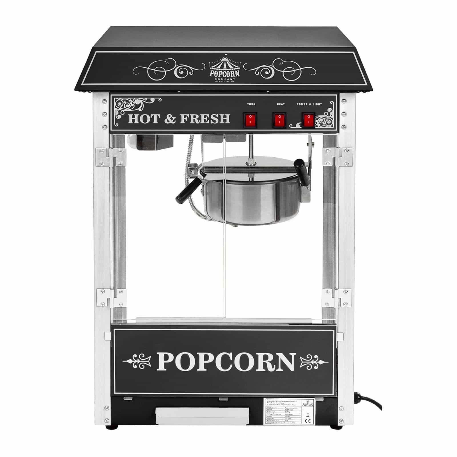 Royal Catering RCPS-16.2 Commercial Popcorn Machine - 16oz Kettle, 120V, Perfect for Movie Theaters, Carnivals & Home Theater Snack Bars