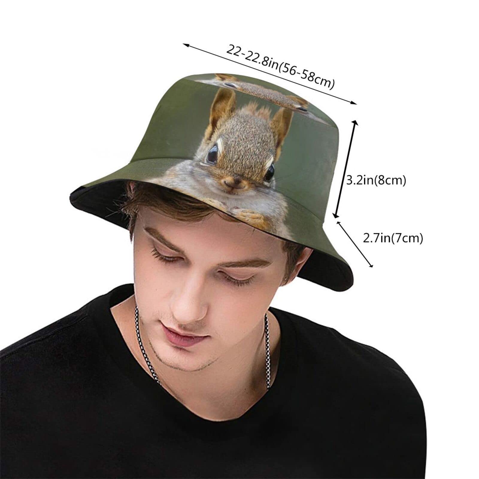 Cute Squirrel Bucket Hat for Women & Men - Animal Print Fisherman Sun Hat - Perfect for Outdoor Activities, Beach, Hiking & Happy Muharram Celebrations