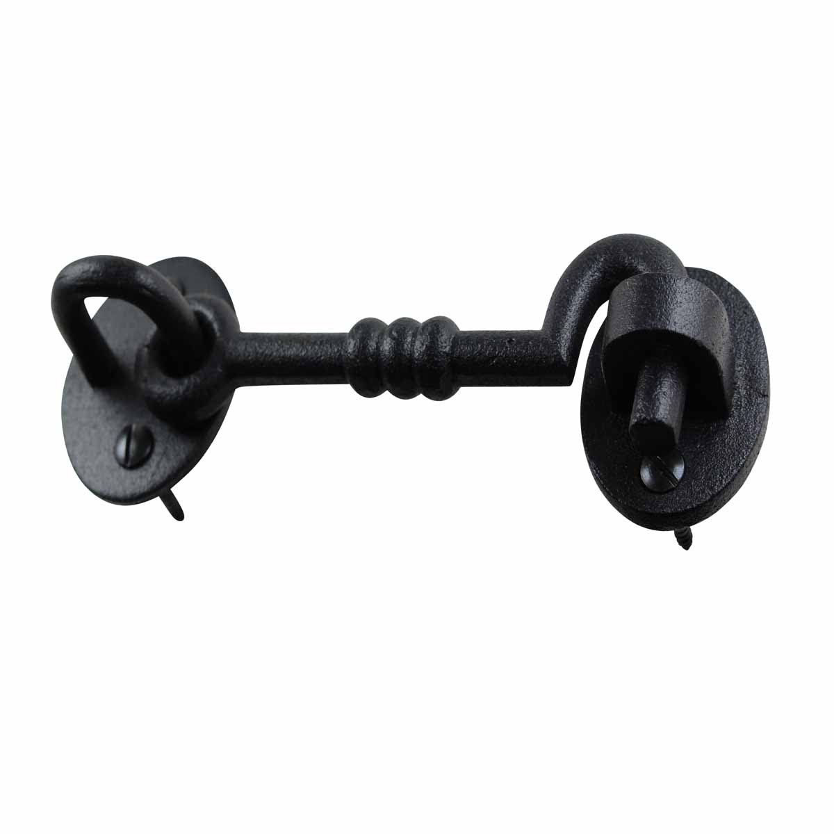 5 Inch Wrought Iron Hook and Eye Door Latch Lock - Oil Rubbed Bronze Finish with Mounting Hardware - Ideal for Cabinets, Gates, and Barn Doors