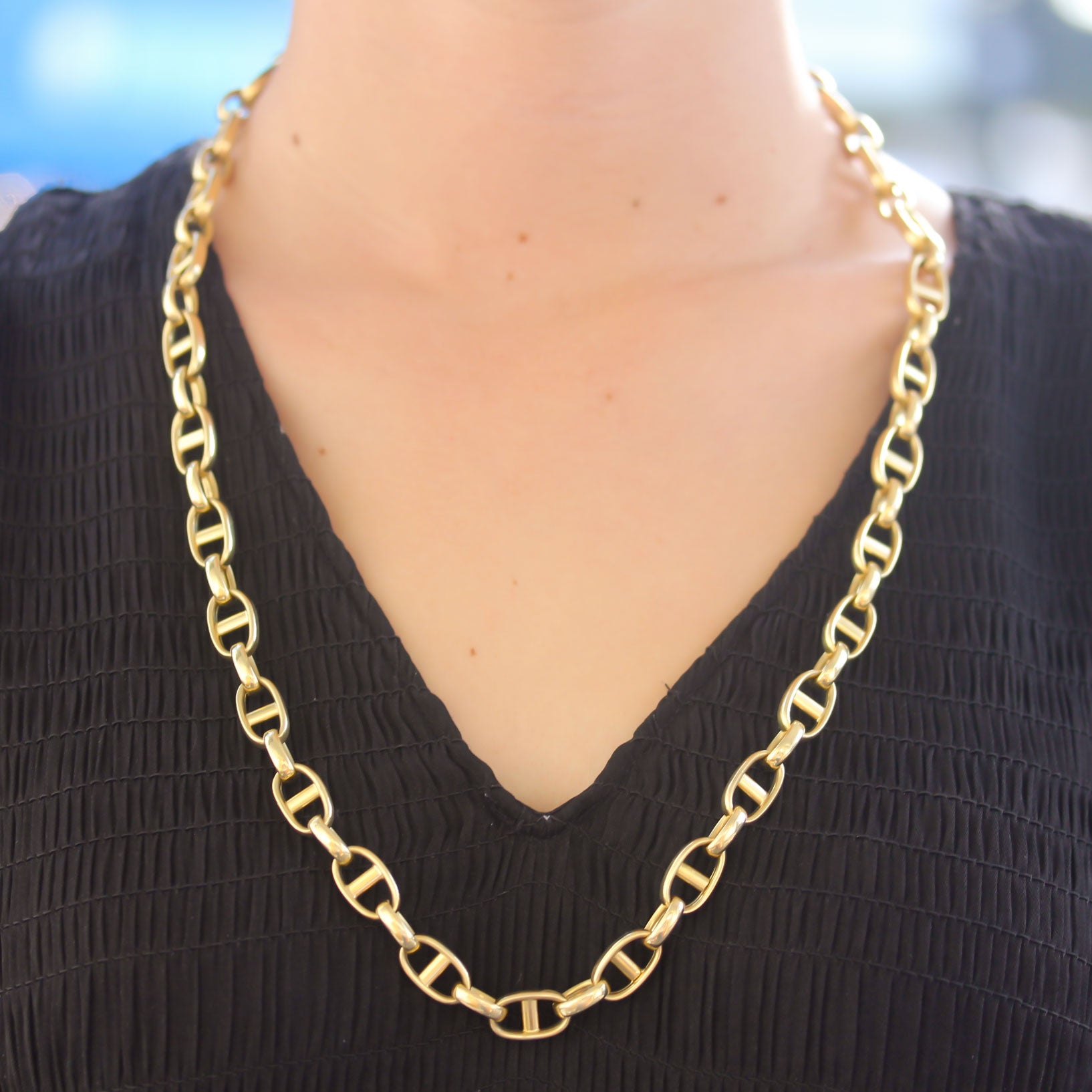Vintage Hermes Style Gold Link Chain Necklace - Elegant Statement Jewelry for Women, Perfect for Parties, Weddings & Special Occasions