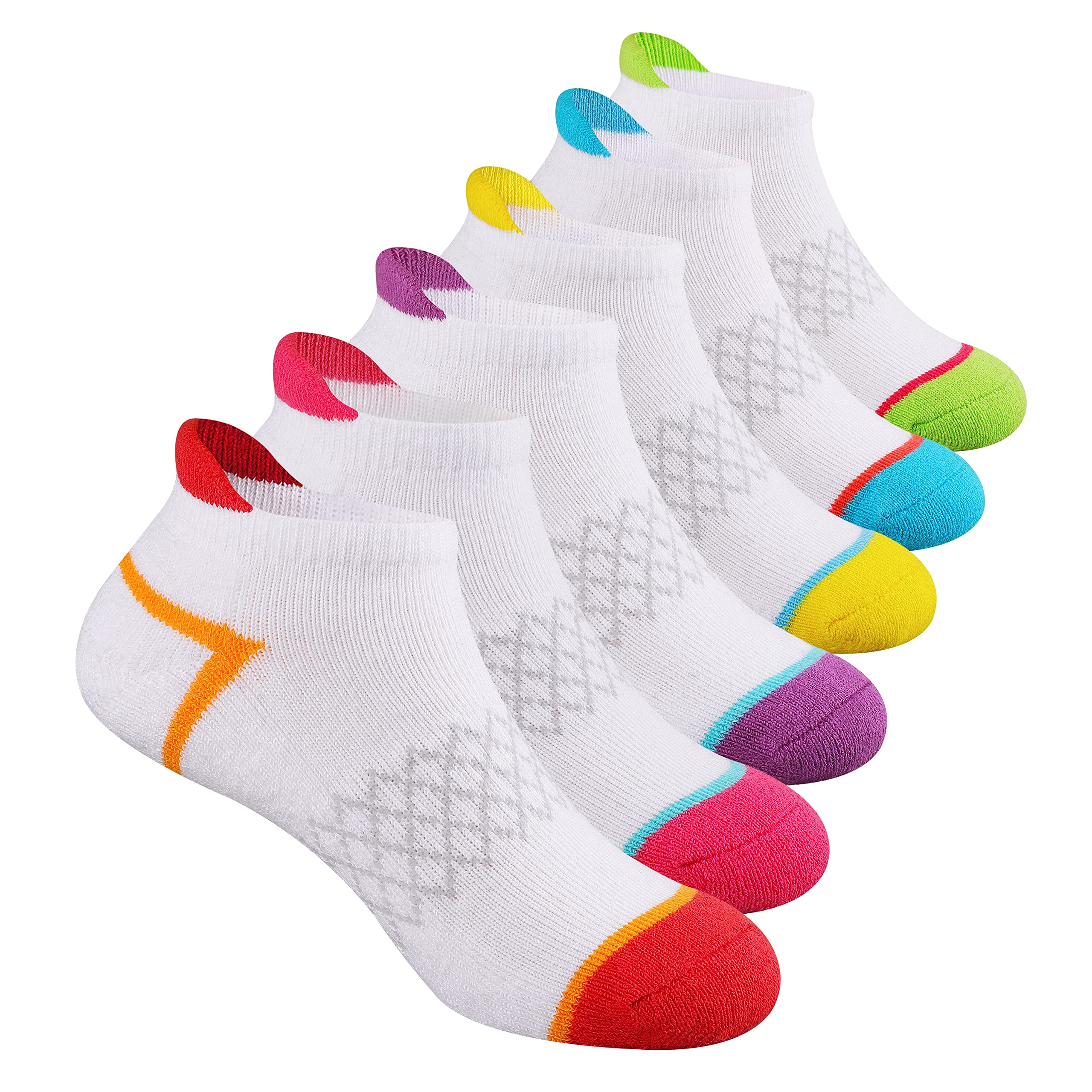 6-Pack Girls Ankle Socks - Cushioned Athletic Socks for Kids & Toddlers - Breathable Low Cut Casual Socks for School, Sports & Everyday Wear