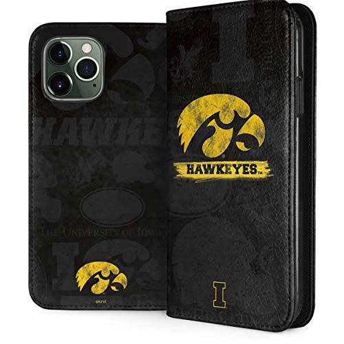 Official Iowa Hawkeyes Distressed Logo iPhone 12 Pro Wallet Case - Faux-Leather Folio Cover with Card Slots | Perfect for Game Day, Travel & Everyday Protection