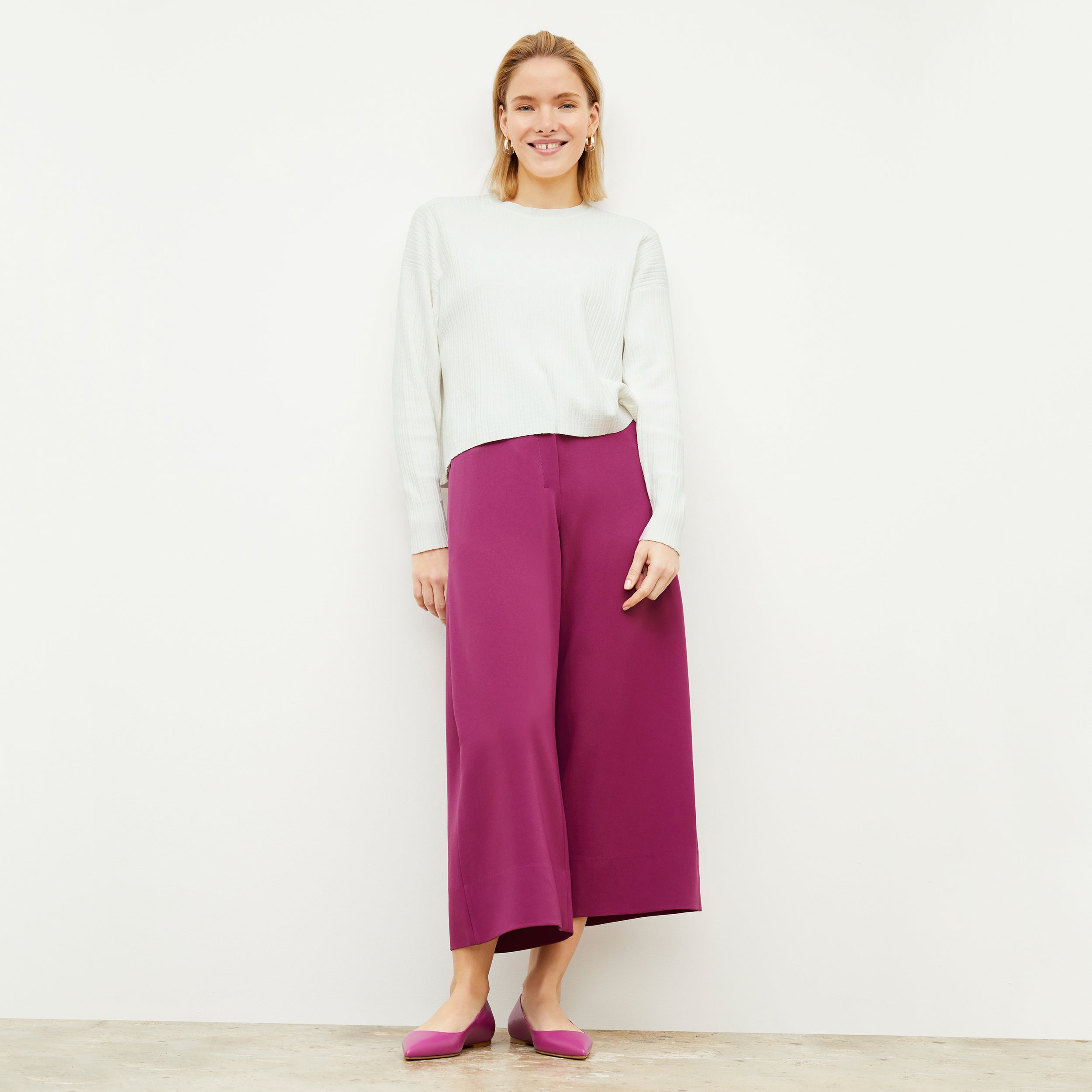 Eco-Friendly Heavy Crepe Culotte Pants in Berry Color - Perfect for Casual Wear, Office Outfits & Sustainable Fashion
