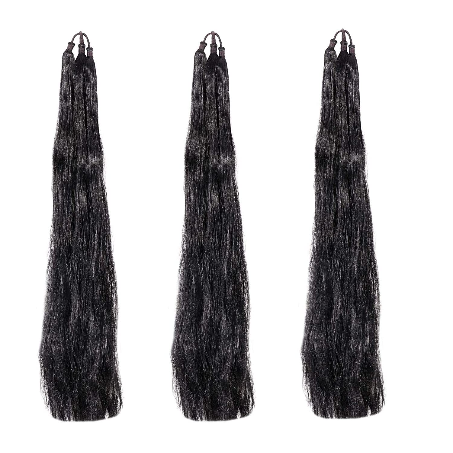 VinshBond 24-Inch Black Hair Choti Parandi Hair Extensions - Set of 3 for Bridal, Wedding & Special Occasions | Perfect for Indian Hairstyles, Bollywood Looks & Cultural Events