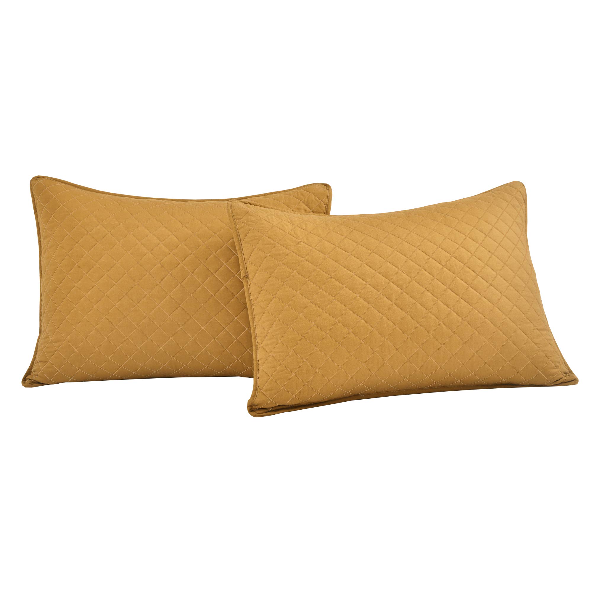 Lush Decor Ava Quilt Set - 3 Piece Oversized Diamond Pattern Bedding Blanket & Bedspread - Full/Queen Size - Mustard Yellow - Cozy Home Decor for Bedroom, Living Room & Guest Room