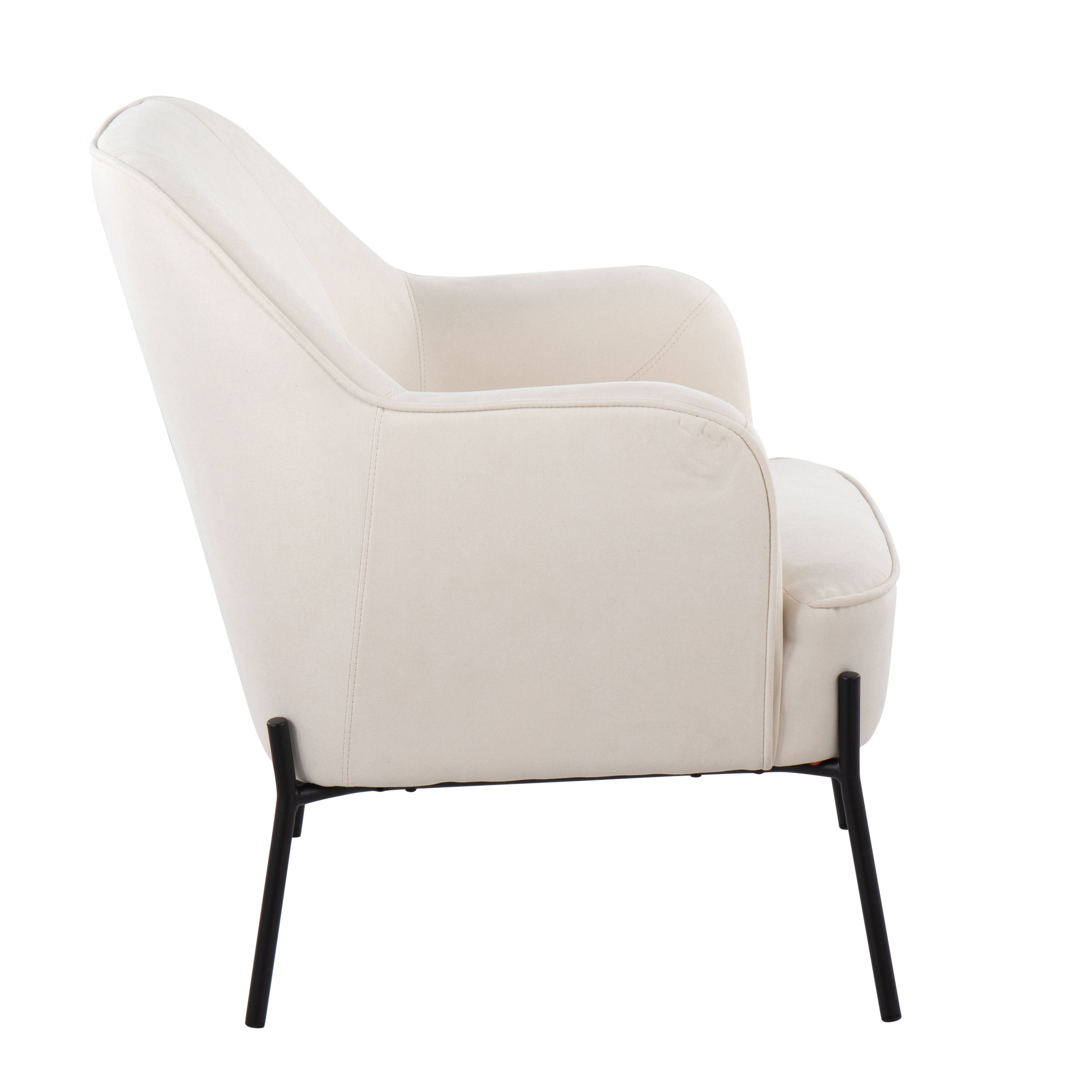 LumiSource Daniella Contemporary Accent Chair - Black Metal Frame with Cream Fabric Upholstery | Modern Living Room, Bedroom, or Office Seating Furniture
