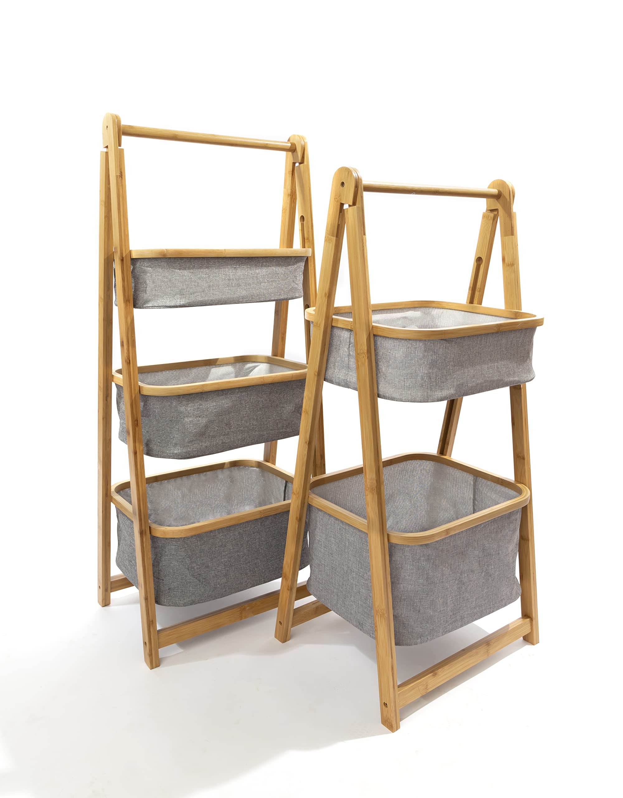 TOODOO 2-Tier Bamboo Nursery Storage Shelves | Large Capacity Laundry Organizer | Bathroom, Living Room, Bedroom Shelf | Perfect for Baby Clothes, Towels & Home Organization