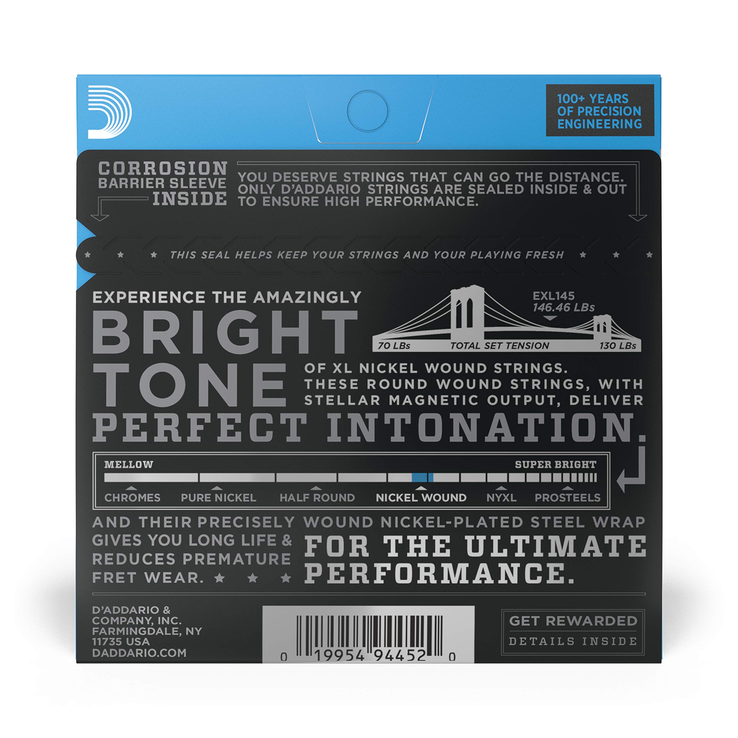 D'Addario EXL145 XL Nickel Electric Guitar Strings - 12-54 Heavy Plain Third - Superior Intonation, Consistent Feel & Long-Lasting Durability for 6-String Guitars - Perfect for Rock, Blues & Metal Performances