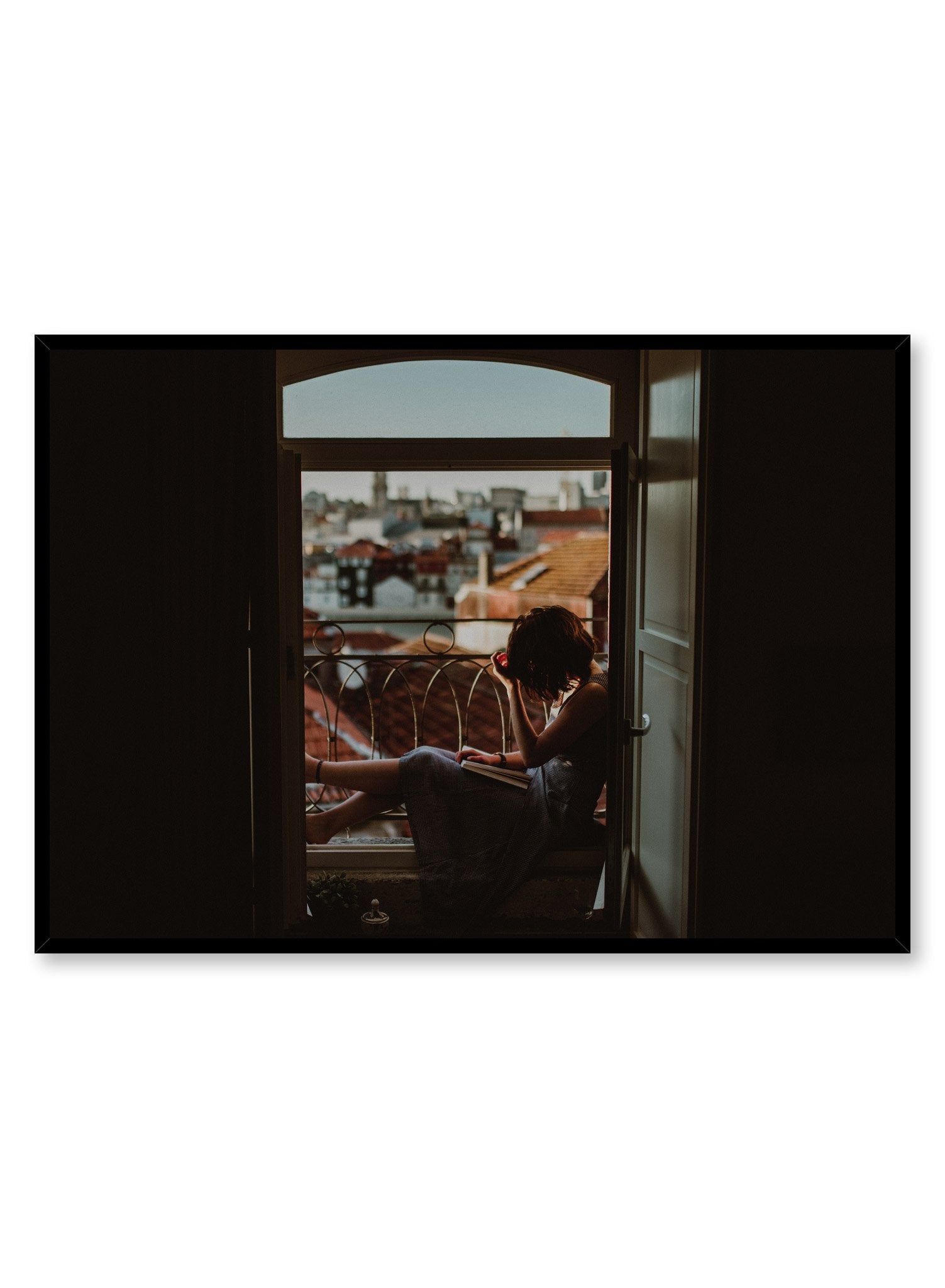 Rooftop Reading Poster - Vintage Book Lover Wall Art for Home & Office Decor - Perfect for Living Room, Bedroom or Library Inspiration