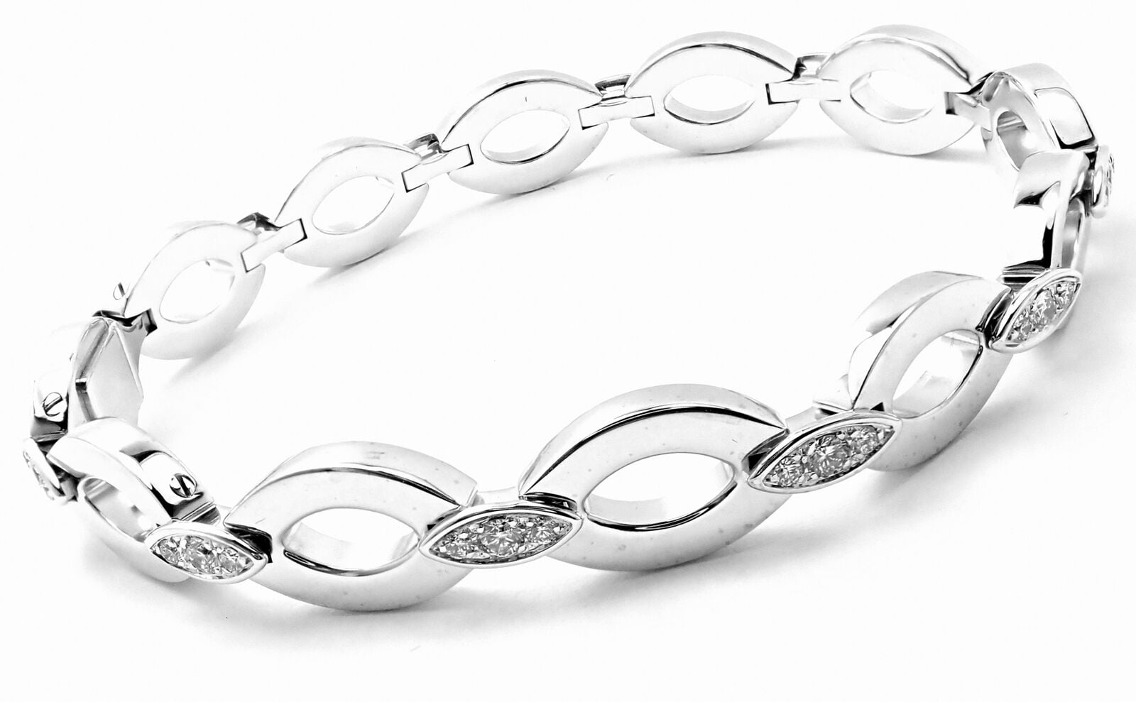 Authentic Cartier 18K White Gold Diamond Diadea Link Bracelet with Certificate - Luxury Jewelry Gift for Women, Anniversary & Special Occasions