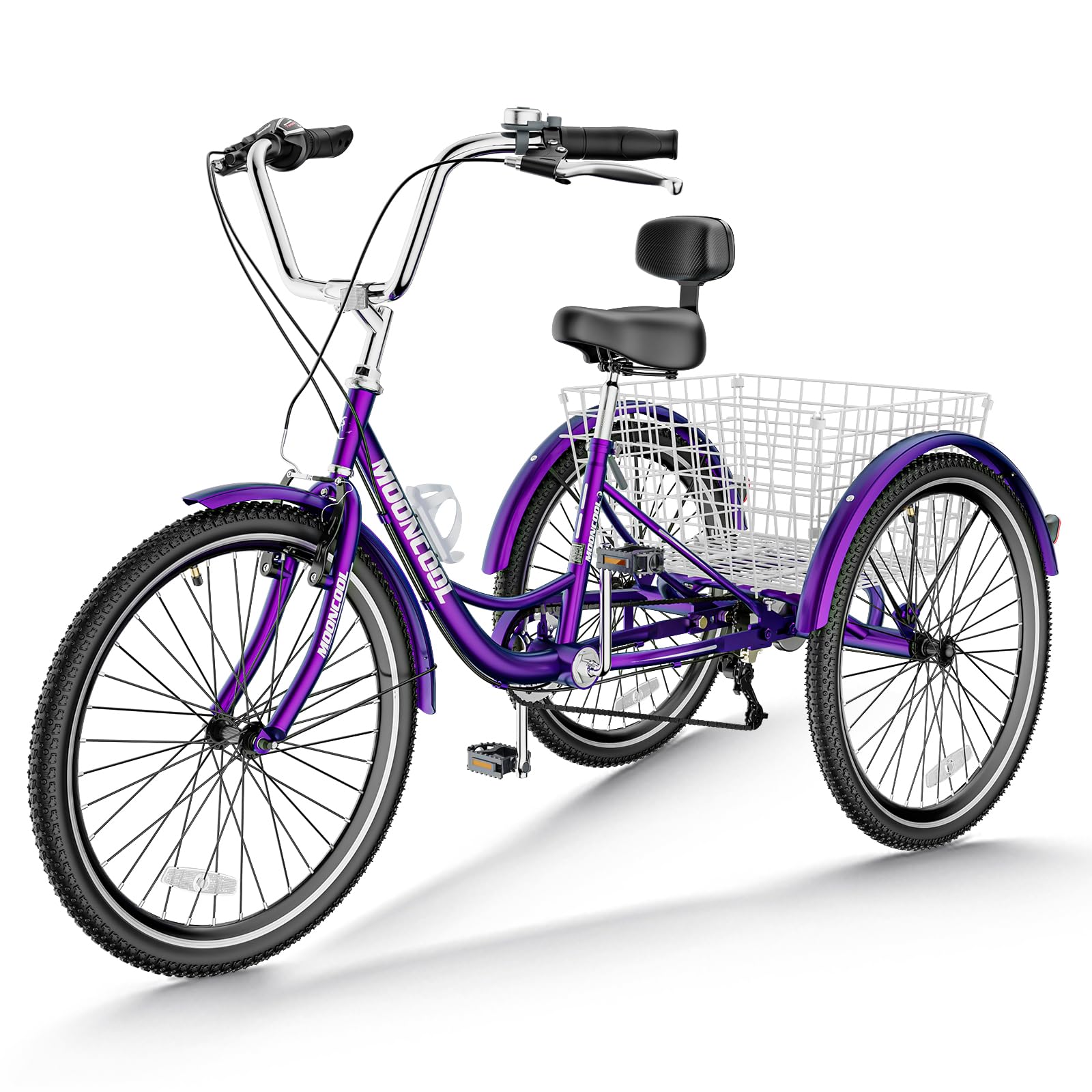 7 Speed Adult Tricycle 20/24/26 Inch 3 Wheel Bike with Basket - Comfortable Cruiser for Seniors, Women & Men - Perfect for Recreation, Shopping & Exercise - Multiple Colors Available - Ideal for Park Rides, Grocery Trips & Outdoor Fitness