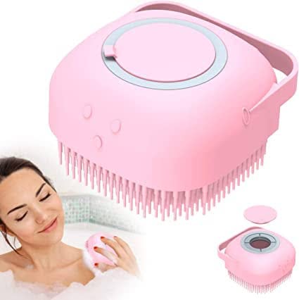 A K TRADERS Silicone Body Wash Brush with Shampoo Dispenser - Exfoliating Shower Scrubber for Smooth Skin & Deep Cleansing - Perfect for Bath, Spa & Relaxation at Home