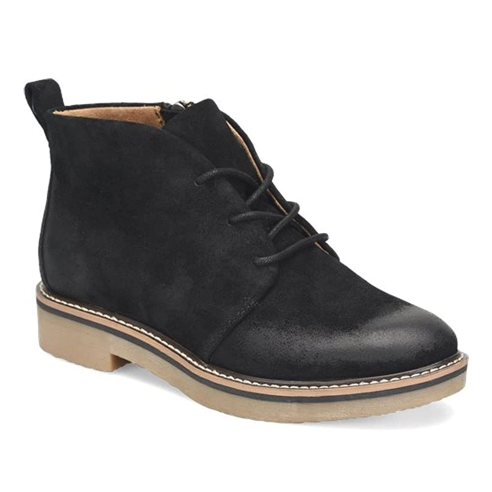 Comfortiva Women's Rebeca Italian Suede Slip-Resistant Ankle Boots with Side Zipper - Waterproof Rain Boots for Women, Black, Size 7 Wide - Perfect for Wet Weather, Work & Outdoor Activities
