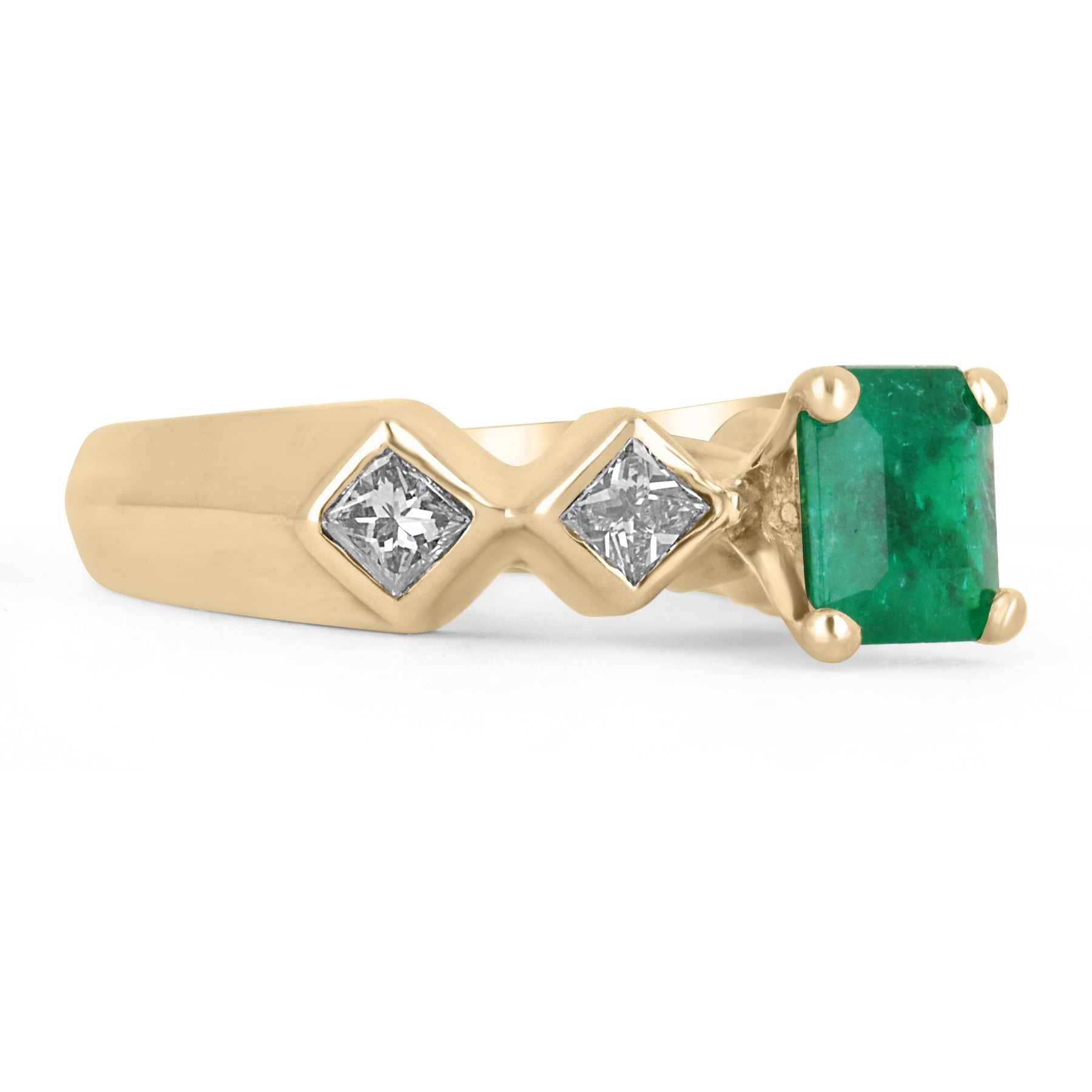 1.97tcw Colombian Emerald & Princess Cut 14K Gold Anniversary Ring for Women - Perfect Gift for Wife, Mother, Daughter on Birthday, Valentine's Day or Anniversary