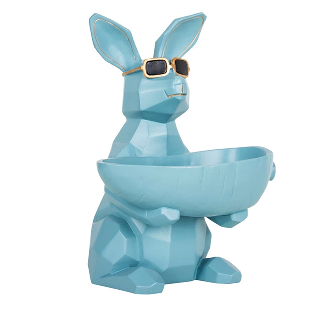 Resin Animal Key Holder & Jewelry Dish - Creative Rabbit Figurine Storage Box for Keys, Earrings, Candy | Home, Office, Bedroom Decor | Perfect Gift for Birthday & Housewarming