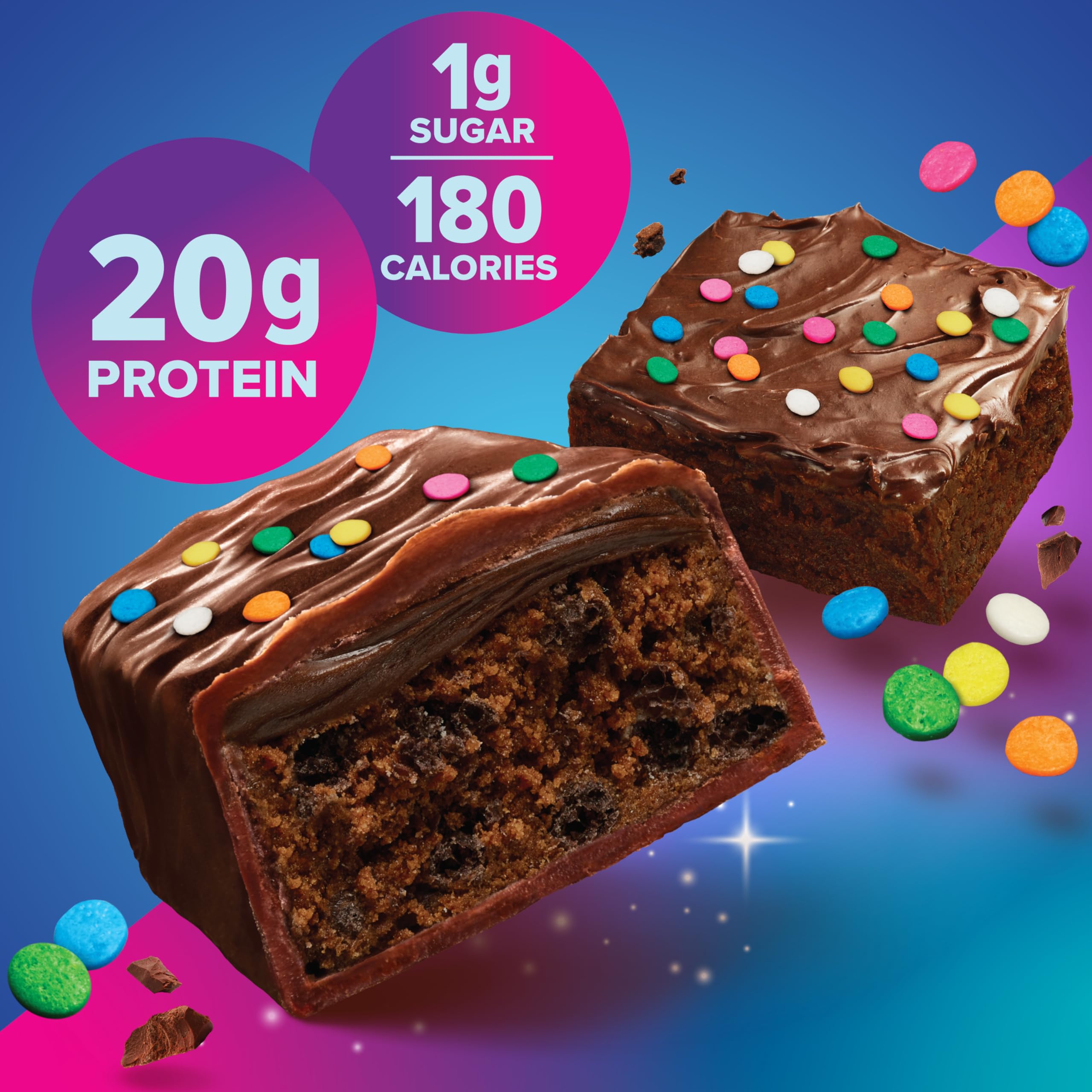 Pure Protein Birthday Cake & Galactic Brownie Protein Bars - 20g High Protein, Gluten Free, Low Sugar Snacks (12 Pack) - Perfect for Post-Workout Recovery, Healthy On-The-Go Breakfast & Fitness Nutrition