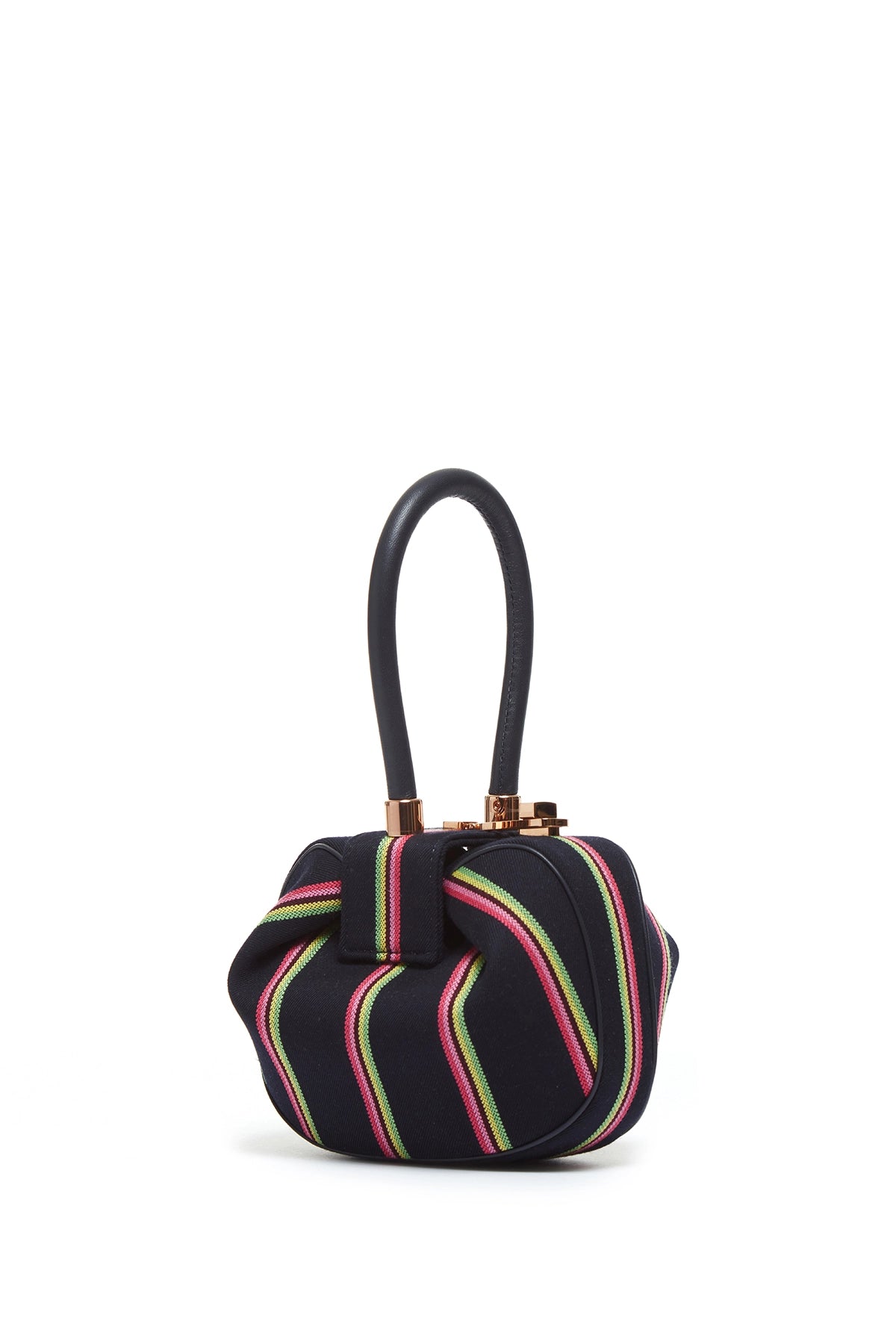 Navy Blue Striped Wool Demi Bag - Stylish Crossbody Purse for Women, Perfect for Work, Travel & Everyday Use