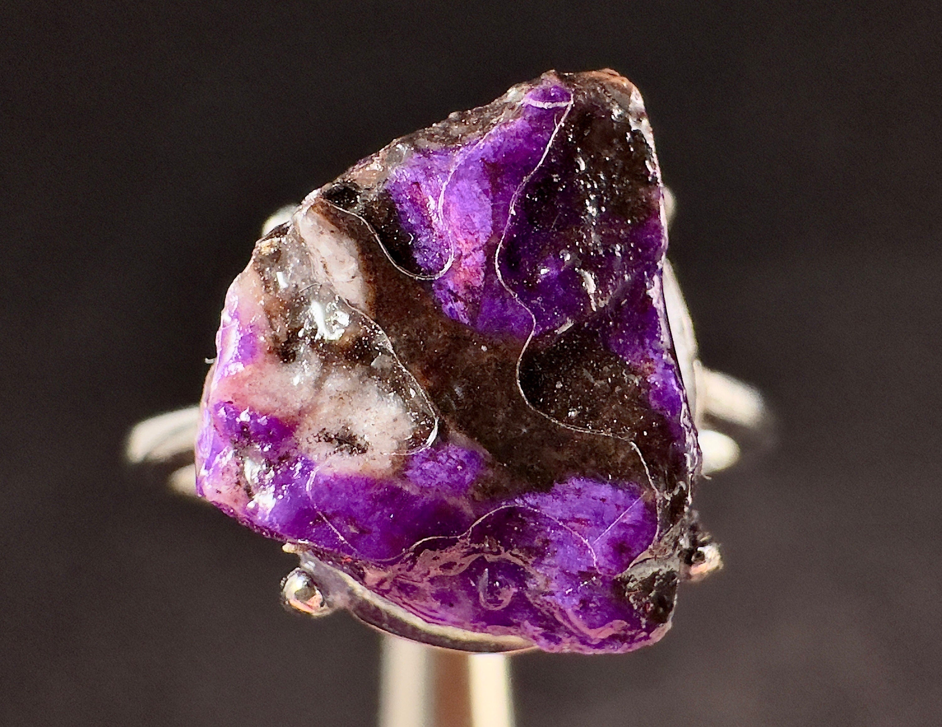 Raw AA SUGILITE Crystal Ring - Adjustable Sterling Silver Boho Jewelry for Women | Cocktail Party, Wedding, Gift Idea, Spiritual Healing