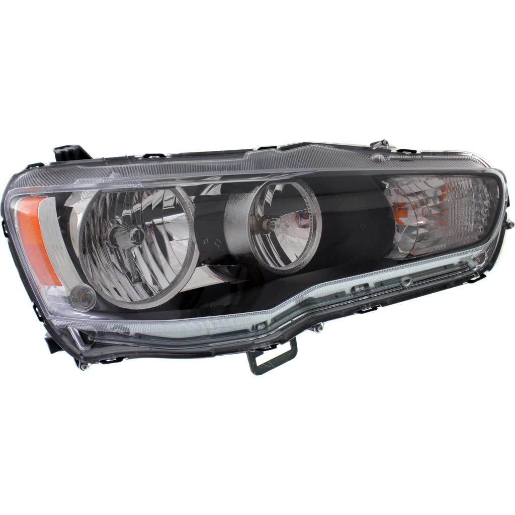 2008-2009 Mitsubishi Lancer Passenger Side Headlight Assembly - Black Housing with Bulbs, DOT Certified (Part# MI2503139) | CarLights360 | Perfect for Night Driving & Vehicle Restoration Projects