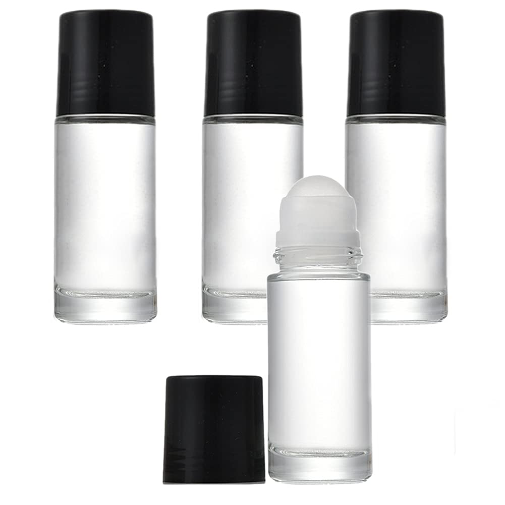 Wresty 4-Pack 1.7oz/50ml Glass Roll-On Bottles - Essential Oil Roller Bottles, Travel-Sized Deodorant Containers, DIY Rollerball Bottles for Perfume, Sunscreen, Moisturizer & Cosmetics - Perfect for Aromatherapy, Skincare & On-The-Go Use
