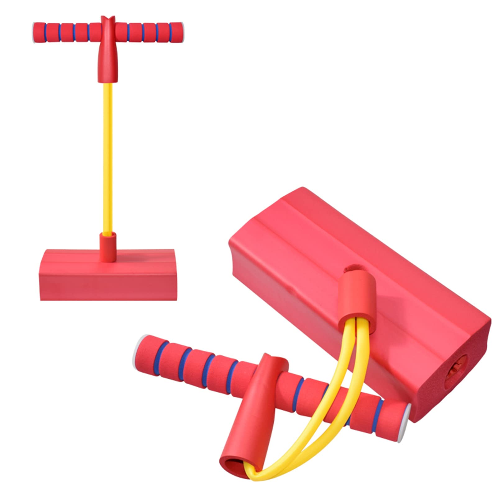 2 Pack Kids Foam Pogo Stick Jumpers - Indoor/Outdoor Bounce Toys for Boys & Girls | Sensory Development & Fitness Equipment | Perfect for Playtime, Backyard Fun & Motor Skills Practice (Red)