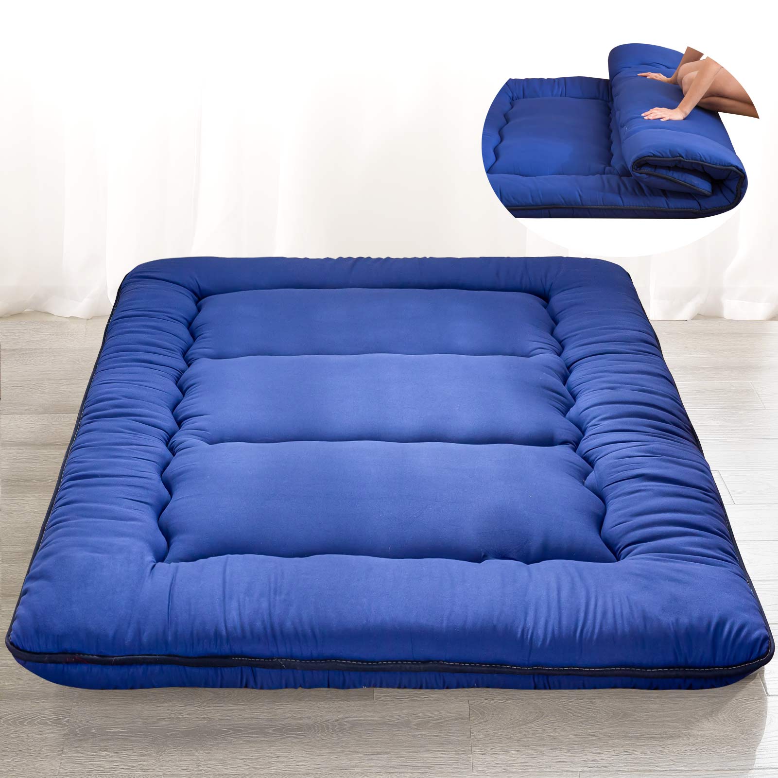 MAXYOYO Futon Mattress for Living Room & Guest Use - Royal Blue - Comfortable & Durable Sofa Bed Mattress for Small Spaces, Apartments, and Dorms