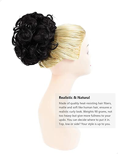Classic Curly Chignon Hairpiece Bun - Elegant Synthetic Hair Bun for Women | Perfect for Weddings, Prom, Cosplay & Everyday Hairstyles
