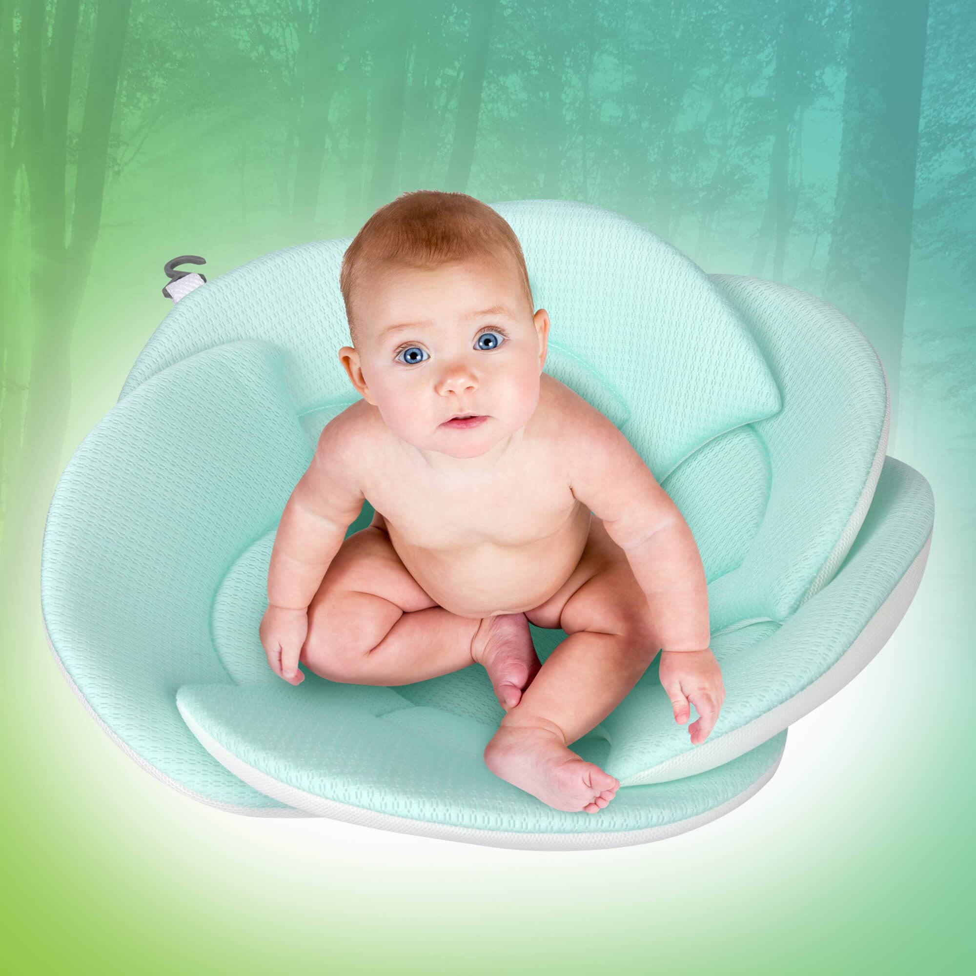 Organic Baby Bath Pillow with Konjac Sponge - Soft Flower-Shaped Support for Newborns in Sink, Bathtub & Baby Tub | Gentle Skin Protection for Infant Bath Time Safety & Comfort