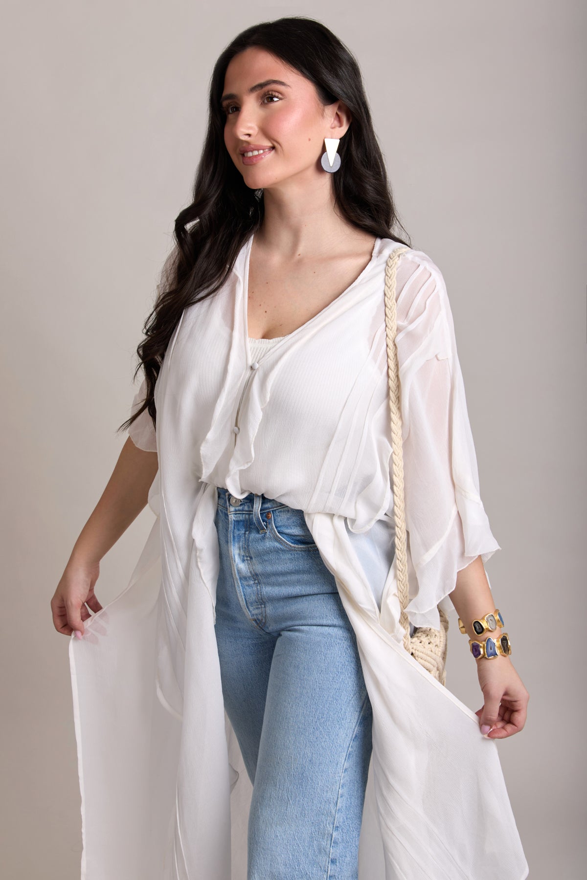 Elegant Ruffled Button Kaftan Cover Up - Flowy Beach Dress for Women | Perfect for Poolside, Vacation & Summer Outfits
