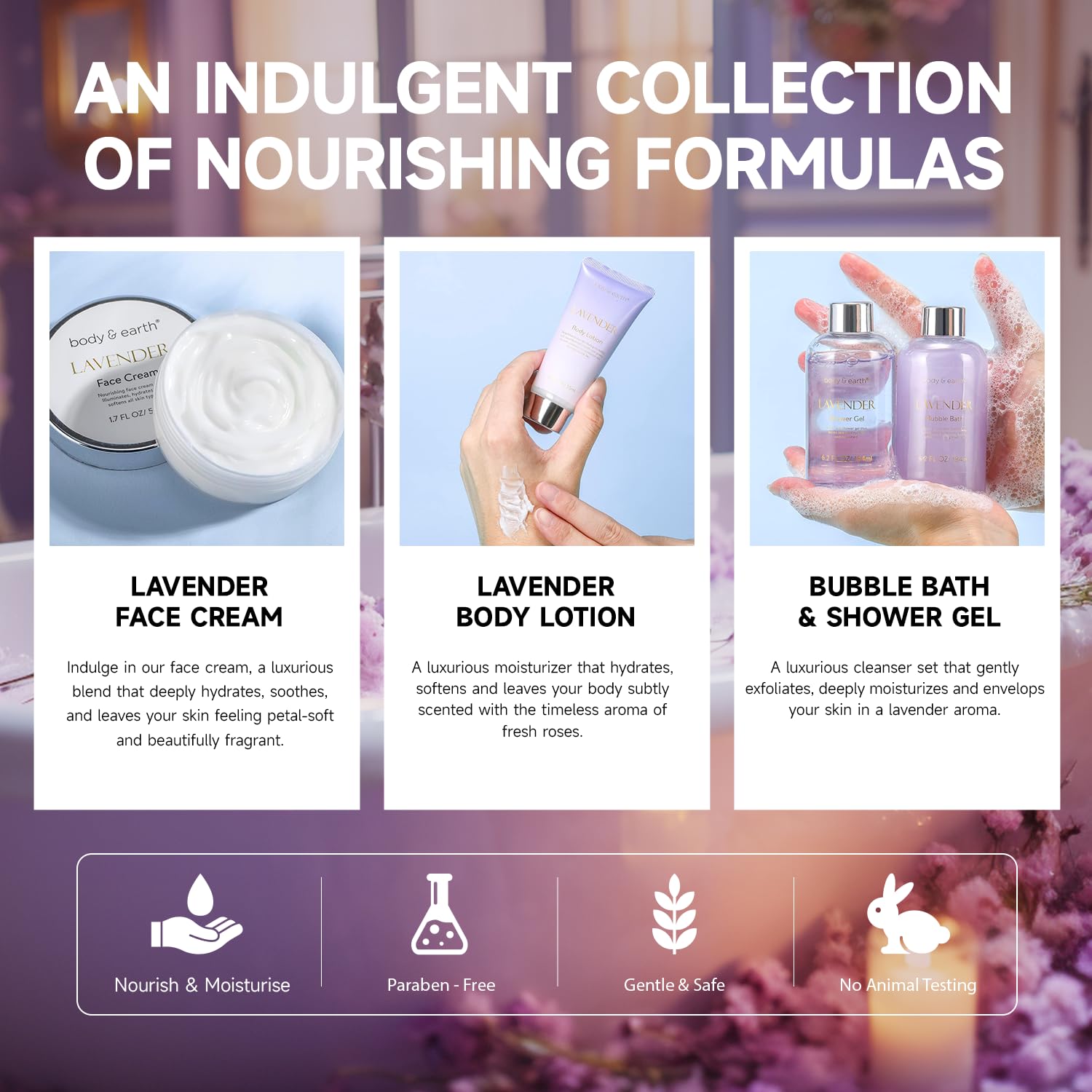 Luxury Lavender Spa Gift Set for Women - 6 Piece Relaxing Bath & Body Care Kit - Perfect Birthday, Christmas & Self Care Present - Ideal for Home Spa Nights & Stress Relief