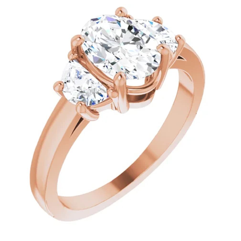10K Solid Rose Gold Handmade Oval Cut Moissanite Engagement Ring - 1.0 CT Solitaire Wedding Band for Women, Bridal Proposal Ring - Perfect for Anniversary Gifts, Valentine's Day & Special Occasions