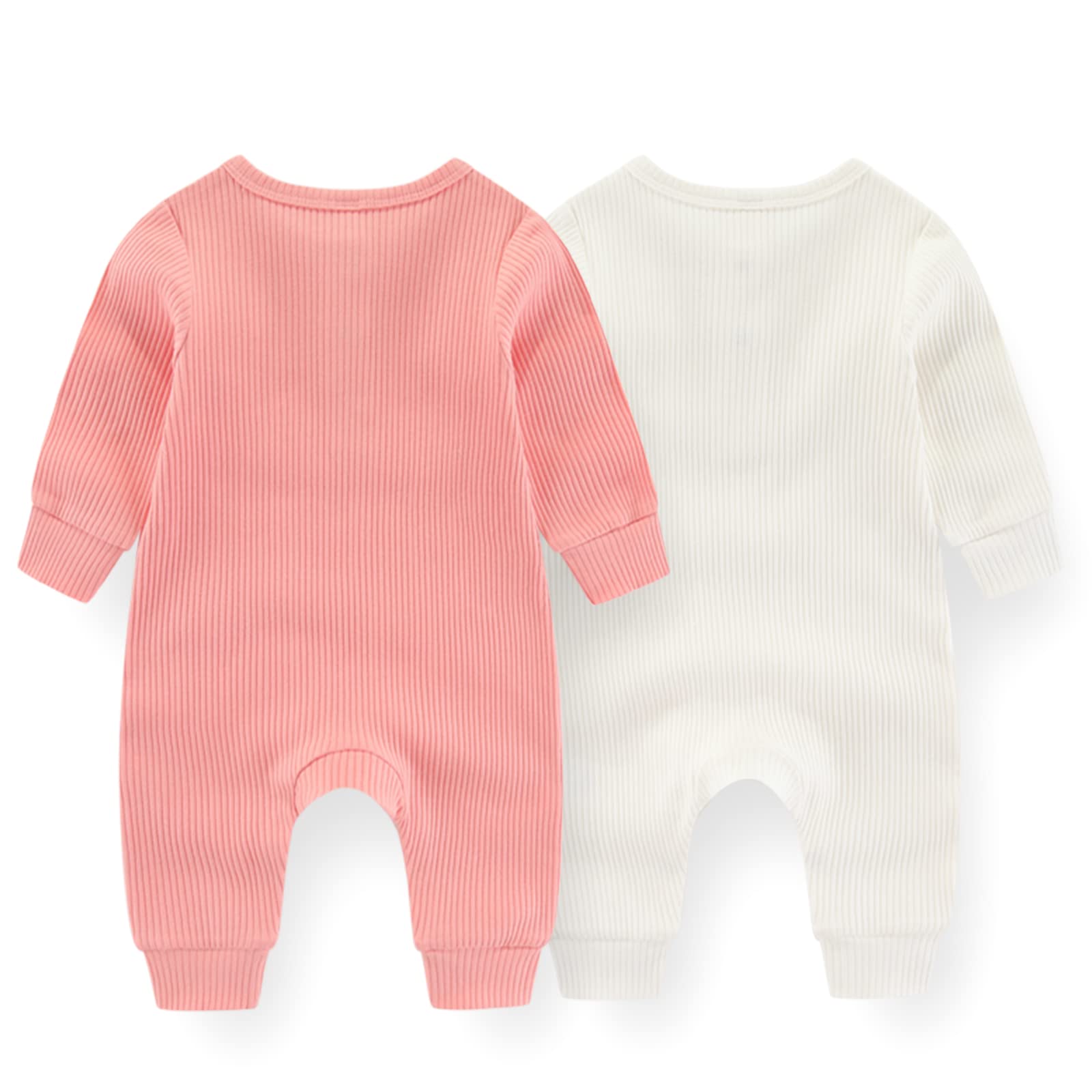 ZAV Solid Unisex Baby Rompers 2-Pack - Long Sleeve Jumpsuits for Infants & Toddlers | Soft Cotton Outfits for Boys & Girls | Perfect for Playtime, Family Photos & Everyday Wear