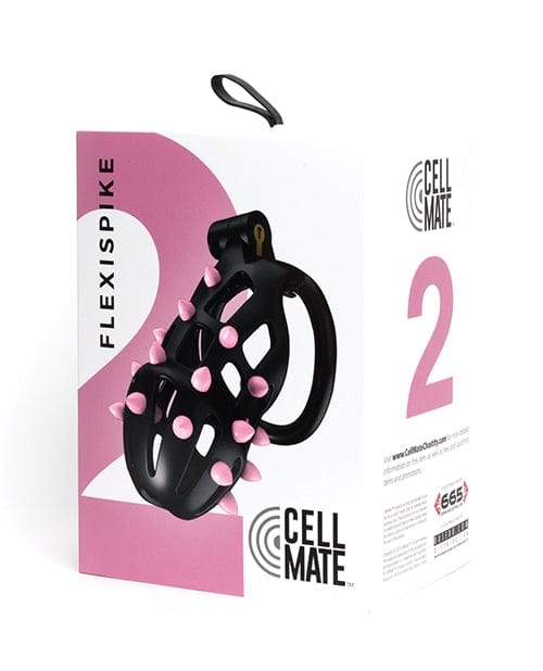 Sport Fucker Cellmate FlexiSpike Chastity Cage - Size 2 Black/Pink - Secure & Comfortable Male Chastity Device for BDSM, Couples Play & Long-Term Wear