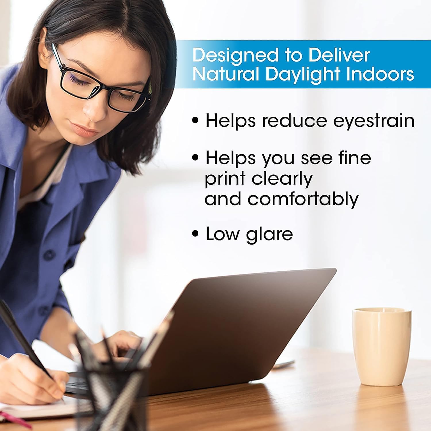 OttLite Revive LED Floor Lamp with ClearSun Technology - Adjustable Brightness, Touch Control, Eye Strain Relief - Perfect for Reading, Office Work, Study, and Home Decor