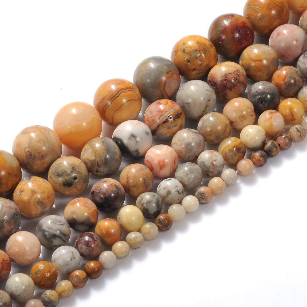 10mm Crazy Lace Agate Natural Stone Beads - Round Loose Gemstone Beads for Jewelry Making DIY, Healing Crystal Energy Stones (1 Strand 15