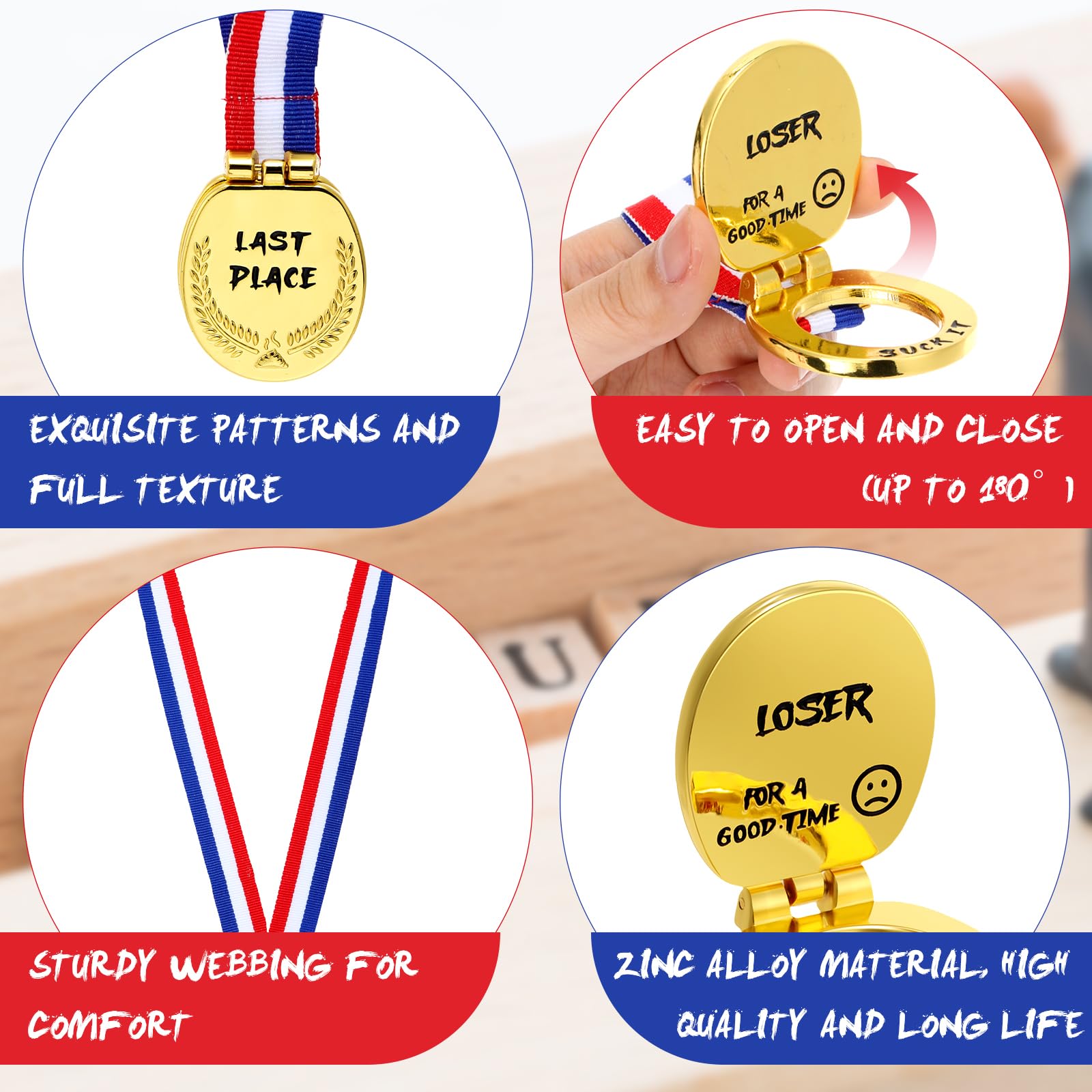 Funny Last Place Toilet Medal - 1.6 Inch Wide Loser Award Toilet Seat Flip Cover Design with Webbing - Great for Competitions, Gag Gifts & Prank Supplies - Perfect for Office Pranks, Sports Loser Trophies & Bathroom Humor