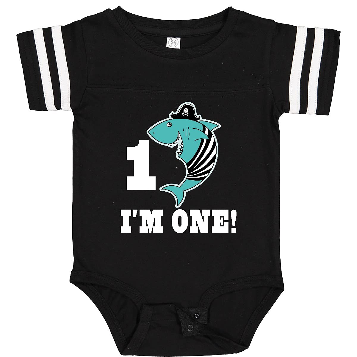 Inktastic 1st Birthday Shark Party Bodysuit - Cute Pirate Themed Baby Onesie for Boys & Girls - Perfect for 1 Year Old Birthday Celebrations, Photo Shoots & Special Occasions