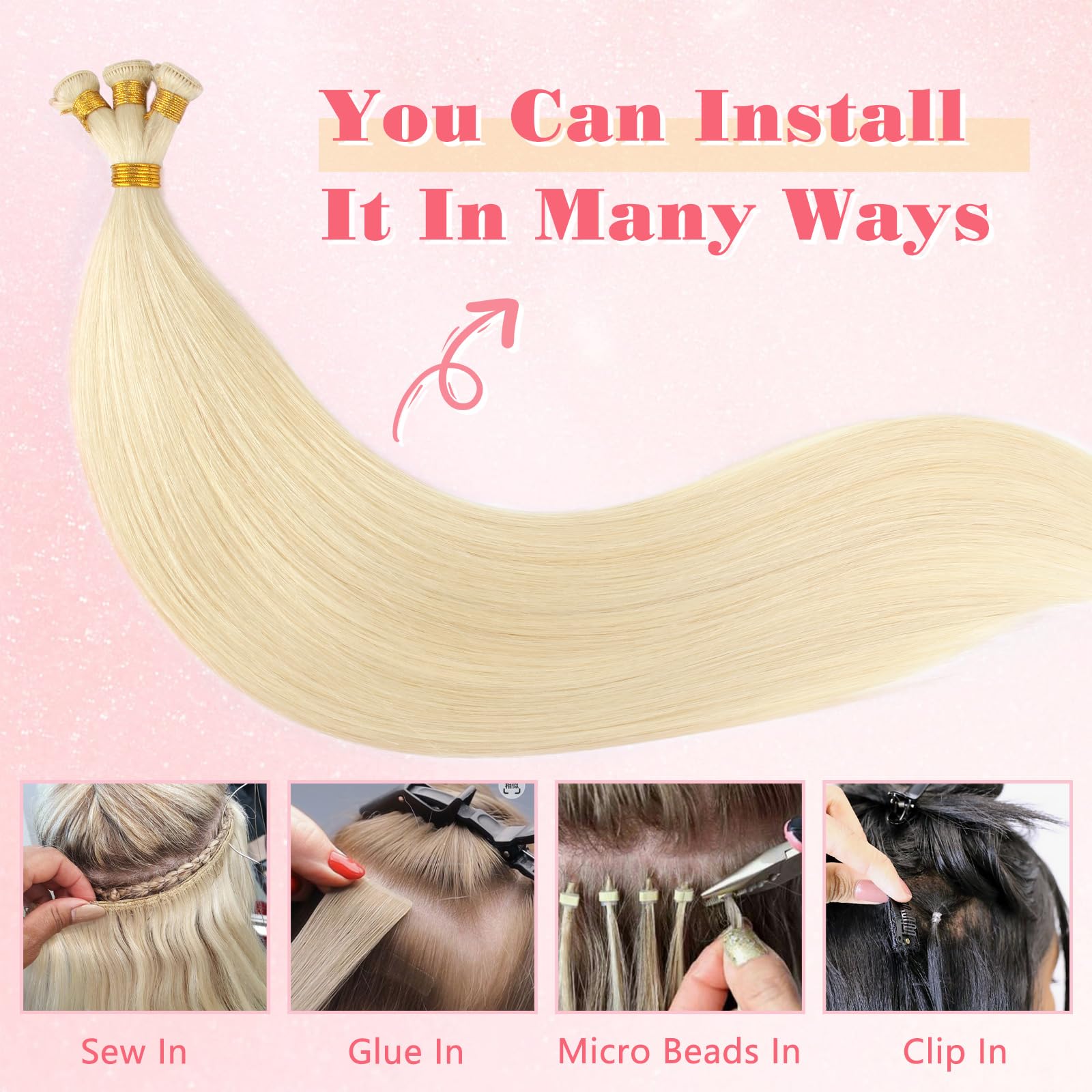 ABH AMAZINGBEAUTY Sew-in Hand-Tied Weft Hair Extensions 20